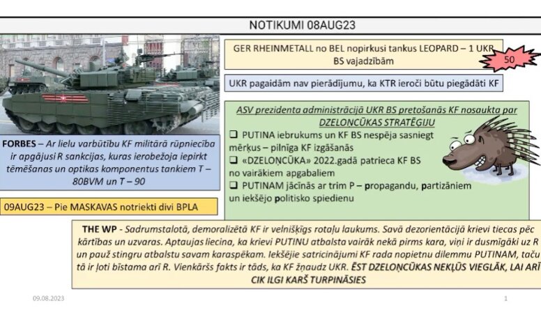 09.08.2023 Aktuālais par karadarbību Ukrainā 1. daļa