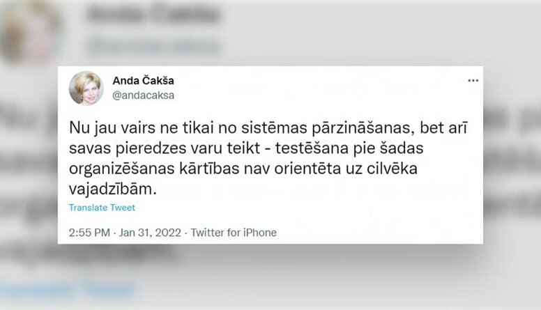 Anda Čakša par pašreizējā Covid-19 testēšanas mehānisma lietderību