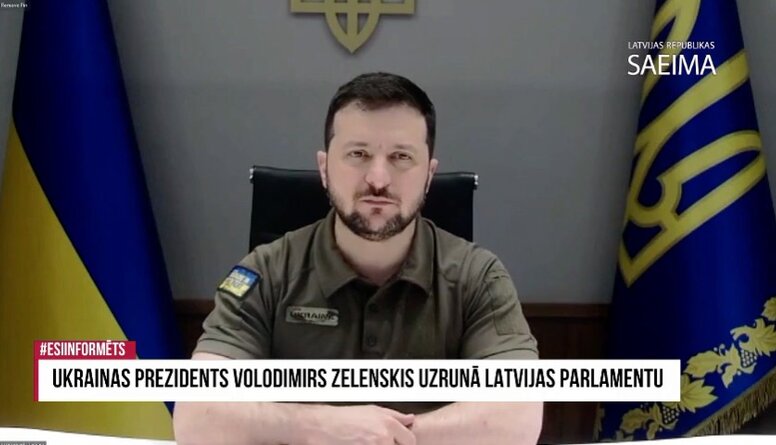 26.05.2022 Ukrainas prezidents Volodimirs Zelenskis uzrunā Latvijas parlamentu