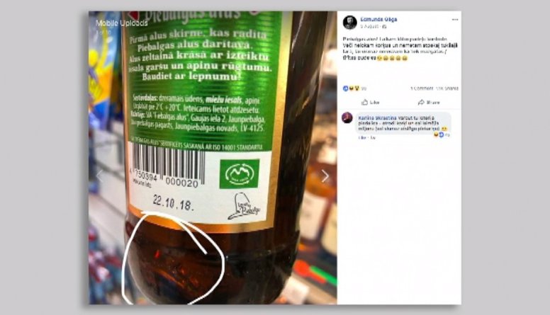 Neatvērtā Piebalgas alus pudelē atrod salocītu citas pudeles korķi