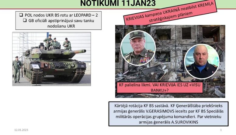 12.01.2023 Aktuālais par karadarbību Ukrainā 1. daļa