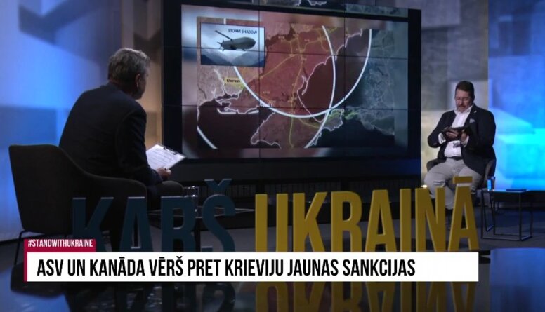 Igors Rajevs rāda Ukrainas armijas raķešu darbības rādiusu