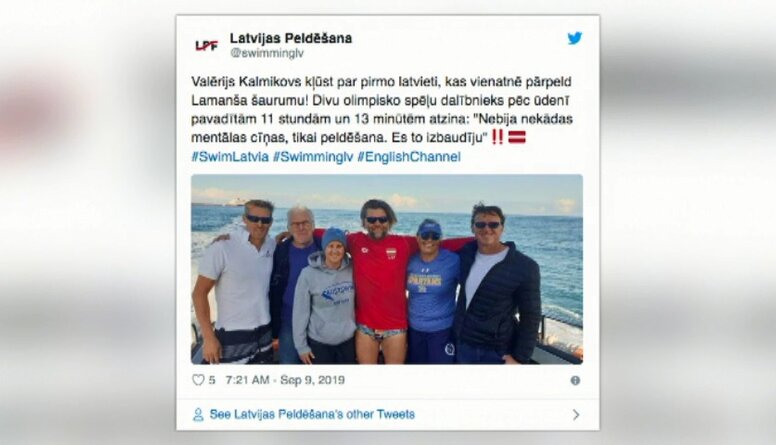 Latvijas peldētājs veicis vēsturisku peldējumu pāri Lamanšam