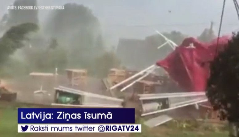 Aculiecinieka video: negaidīta vētra izposta krodziņu Krimuldas pagastā