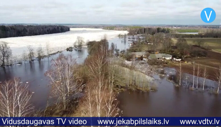 Jēkabpils novadā applūdušas jaunas teritorijas Krustpils pagastā