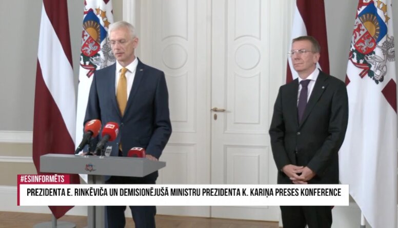 Prezidenta E. Rinkēviča un demisionējušā Ministru prezidenta K. Kariņa preses konference