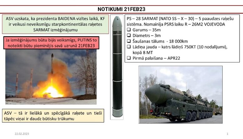 ASV uzskata, ka Baidena vizītes laikā Krievija veikusi neveiksmīgu raķetes izmēģinājumu