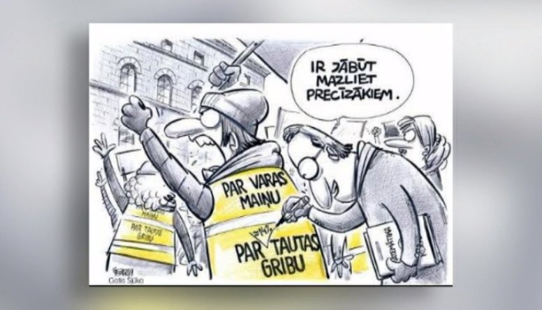 Karikatūru apskats: "Dzeltenās vestes" arī Latvijā?