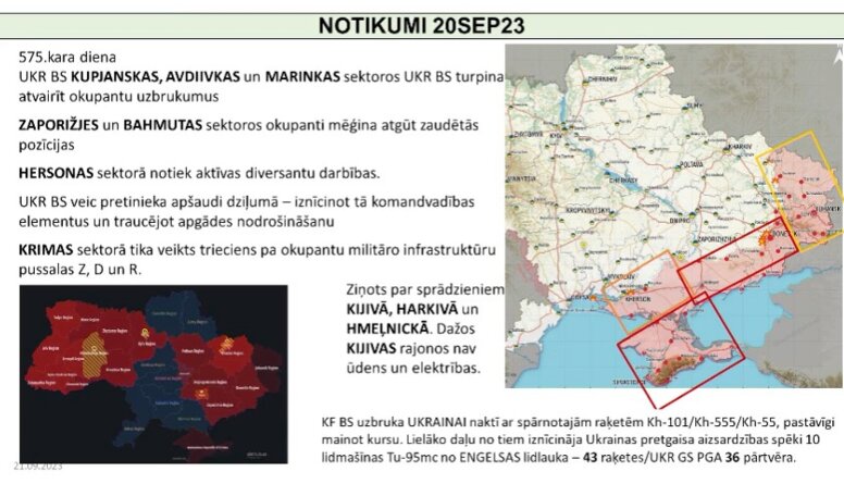 21.09.2023 Aktuālais par karadarbību Ukrainā 1. daļa