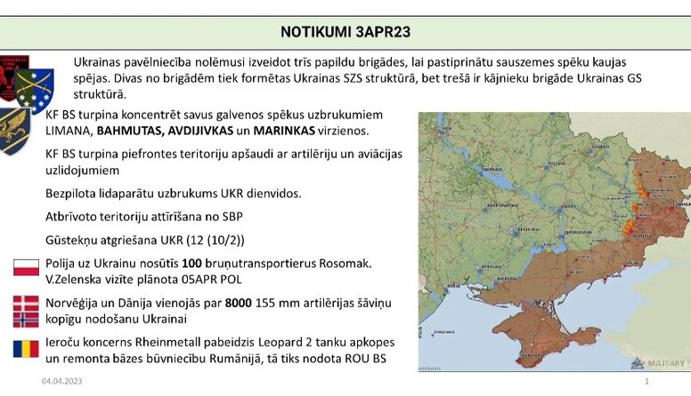 04.04.2023 Aktuālais par karadarbību Ukrainā 1. daļa