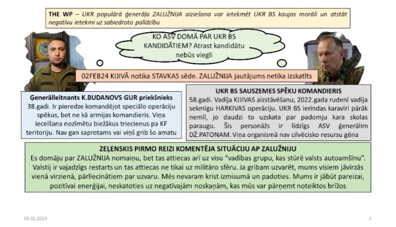 Zalužnija aiziešana var ietekmēt stāvokli armijā un arī Rietumu palīdzību