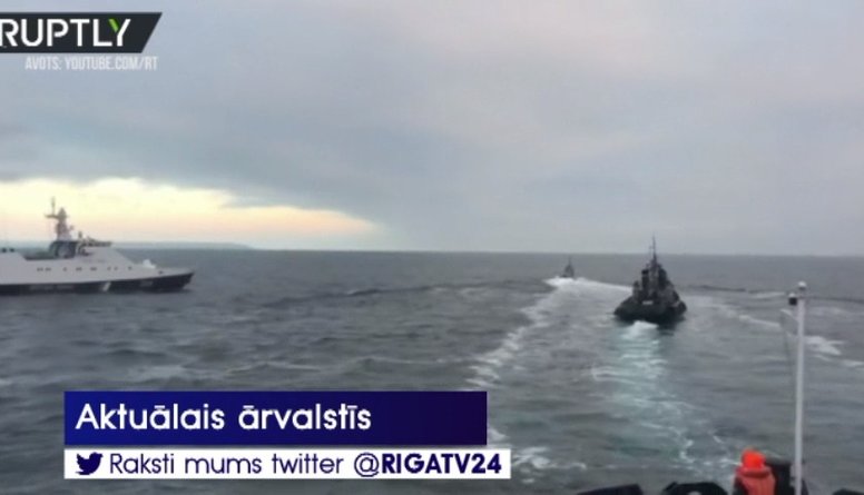 Krievijas robežsargi atklājuši uguni uz Ukrainas kuģiem