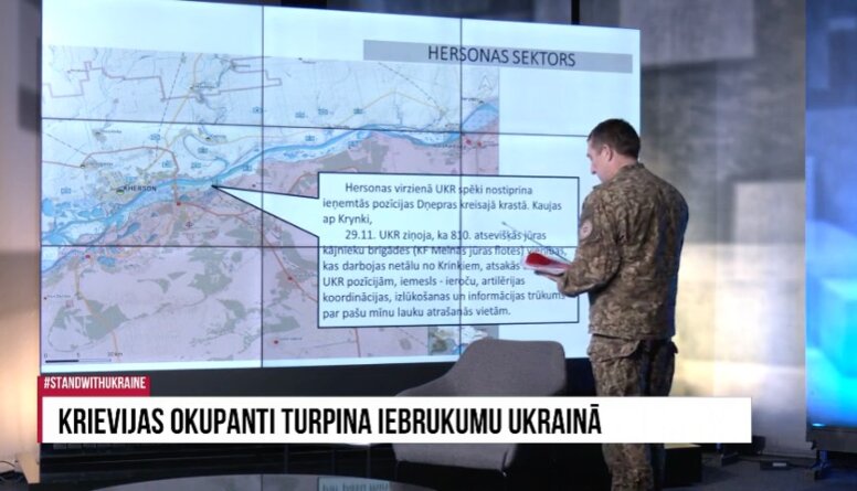 Pie Hersonas krievi atsakās uzbrukt ukraiņiem, jo nezina, kur atrodas pašu mīnu lauki