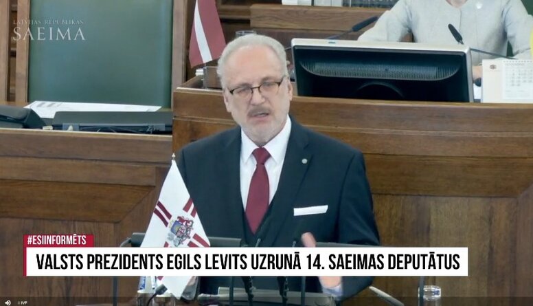 Valsts prezidents Egils Levits uzrunā 14. Saeimas deputātus