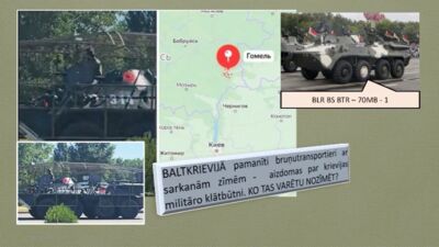 Baltkrievijā pamanīti bruņutransportieri ar sarkanām zīmēm - ko tas varētu nozīmēt?