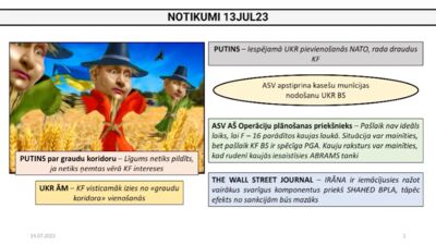 14.07.2023 Aktuālais par karadarbību Ukrainā 1. daļa