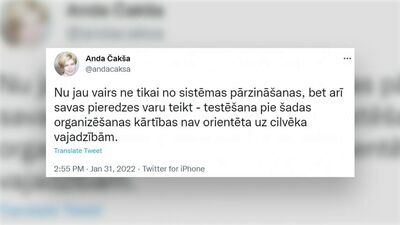 Anda Čakša par pašreizējā Covid-19 testēšanas mehānisma lietderību