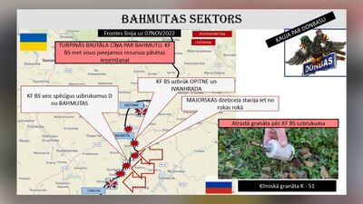Slaidiņš: Pēc Krievijas spēku uzbrukuma Bahmutā atrasta ķīmiskā granāta