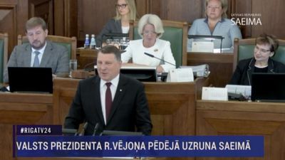 Valsts prezidenta Raimonda Vējoņa pēdējā uzruna Saeimā
