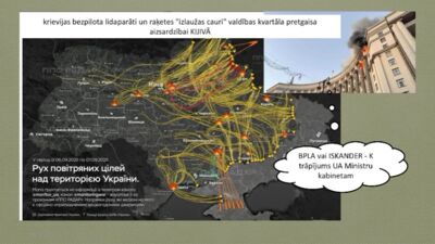 Krievu droni un raķetes pirmo reizi izlauzās cauri valdības kvartāla pretgaisa aizsardzībai Kijivā