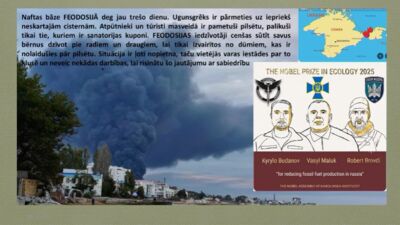 Naftas bāze Feodosijā turpina liesmot