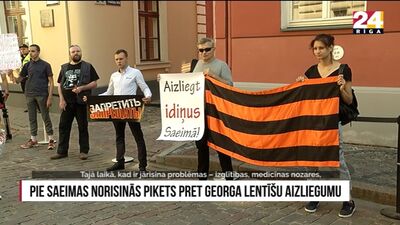 Pie Saeimas aizvadīts pikets pret Georga lentīšu aizliegumu