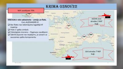 Slaidiņš par Krievijas flotes zaudējumiem pie Krimas