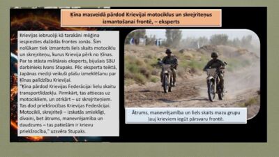 Ķīna masveidā pārdod Krievijai motociklus un skrejriteņus izmantošanai frontē
