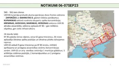 08.09.2023 Aktuālais par karadarbību Ukrainā 1. daļa