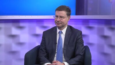Dombrovskis: Jo straujāk inflācija mazināsies, jo ātrāks varēs beigt procentlikmju paaugstināšanu